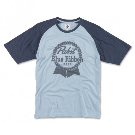 Pabst Blue Ribbon Beer Blue Logo Men's Raglan T-Shirt
